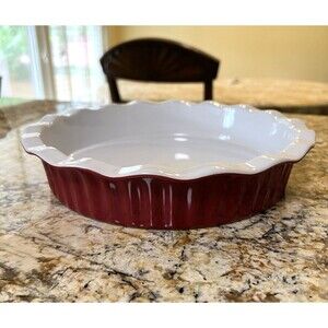 Vintage Red BIALETTI Stoneware Quiche Pie Baking Dish - Oven to Table 1.5 QT 9"